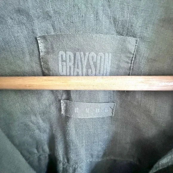GRAYSON | Olive Green 100% Linen Half Button Tunic Style Top | Size 5, XL - Picture 3 of 7